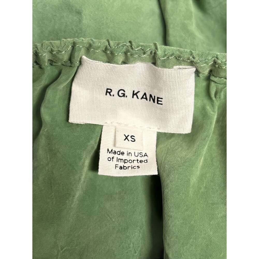 R.G. Kane Womens Blouse XS Green 100% Cupro Statement Sleeves Made In USA - Picture 3 of 6